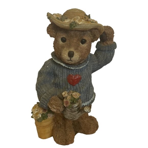 Resin Teddy Bear Large 8" Spring Flowers Don Mechanic Enterprises Sweater Hat - Picture 1 of 11